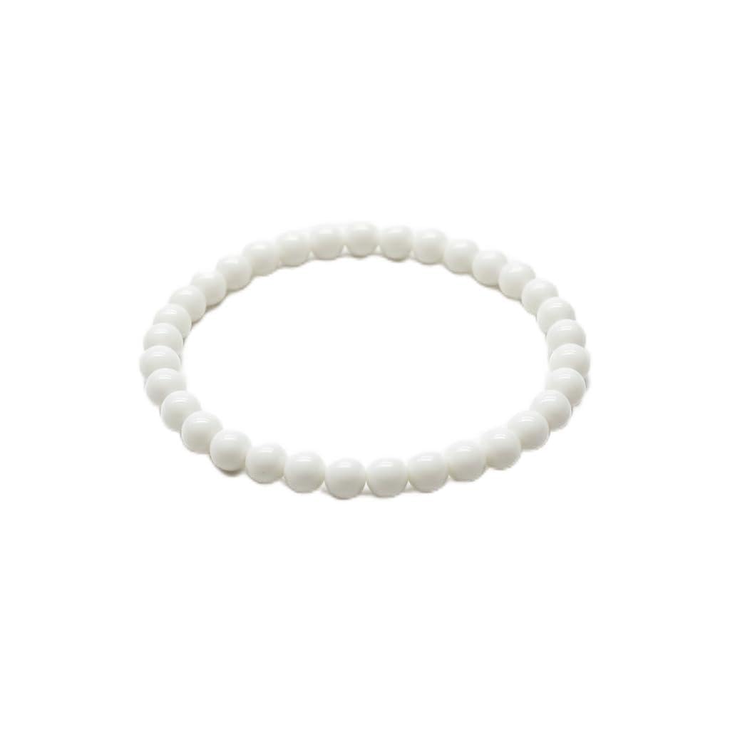 Buy LKBEADS white quartz bracelet stretch elastic milk stone bead